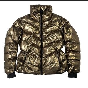 Athleta Shimmering Bronze Down Puffer Jacket Small